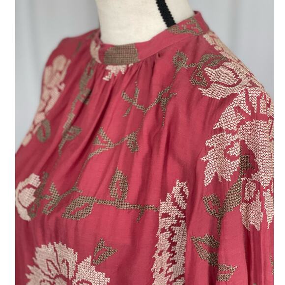 Payal Pratap Anthropologie Women's Boho Pink Top Size 6 M - Picture 4 of 10